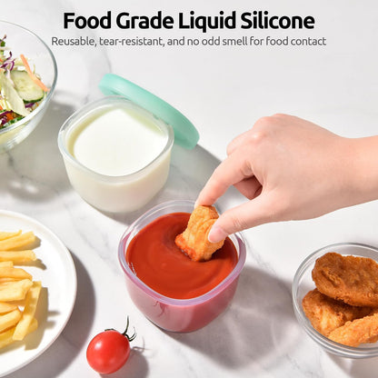 Silicone Container with Lids, Kitchen Food Storage Set, 2/4/8/16oz
