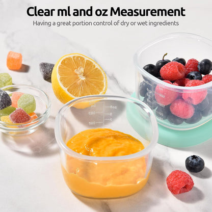 Silicone Container with Lids, Kitchen Food Storage Set, 2/4/8/16oz