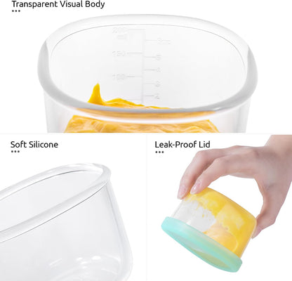 Silicone Container with Lids, Kitchen Food Storage Set, 2/4/8/16oz