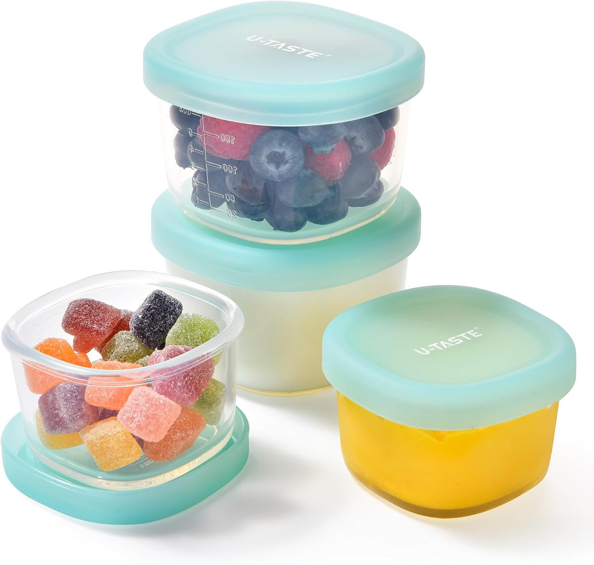 Silicone Container with Lids, Kitchen Food Storage Set, 2/4/8/16oz