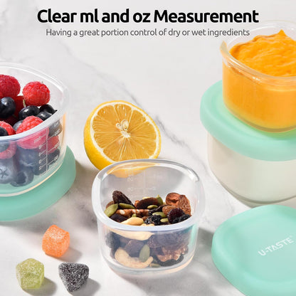 Silicone Container with Lids, Kitchen Food Storage Set, 2/4/8/16oz