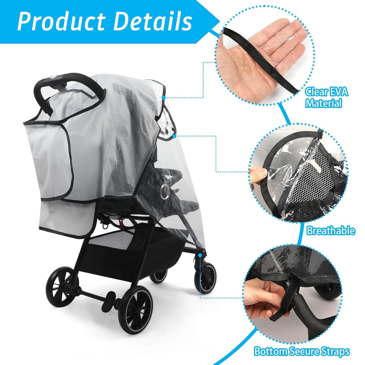 Clear Stroller Rain Cover, Universal Stroller Poncho