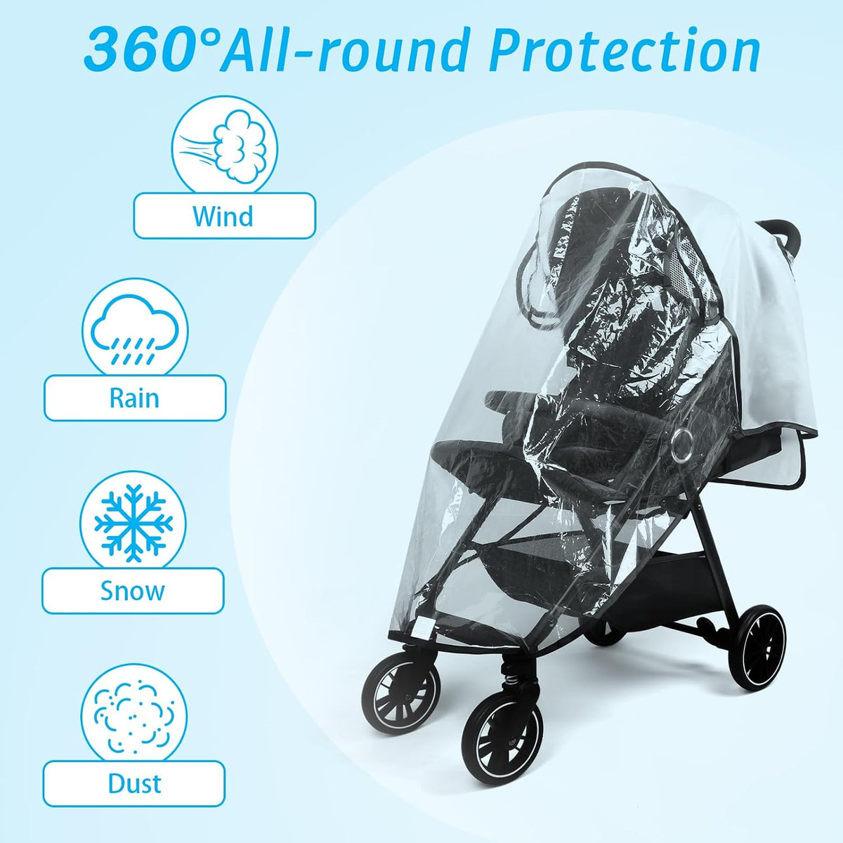 Clear Stroller Rain Cover, Universal Stroller Poncho