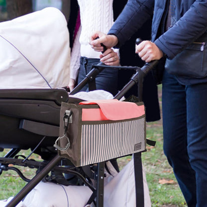 Universal Stroller Organizer Bag with Large Capacity, Multi-function Storage Pouch Made of Sturdy Nylon and Polyester, Convenient Stroller Accessories for Outdoor Use