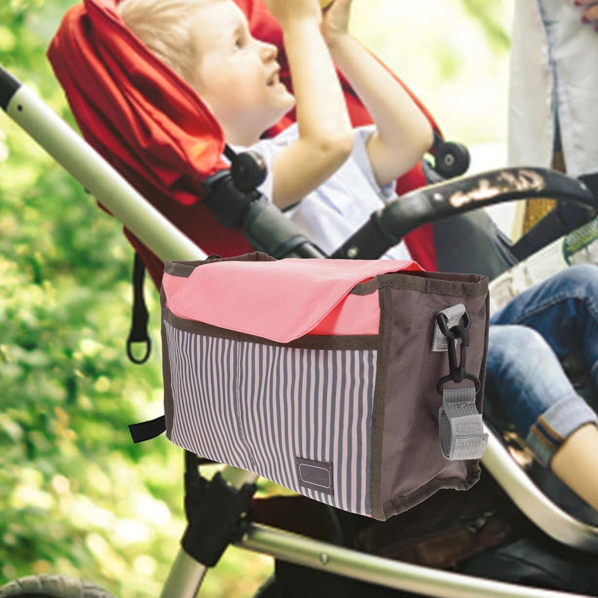 Universal Stroller Organizer Bag with Large Capacity, Multi-function Storage Pouch Made of Sturdy Nylon and Polyester, Convenient Stroller Accessories for Outdoor Use