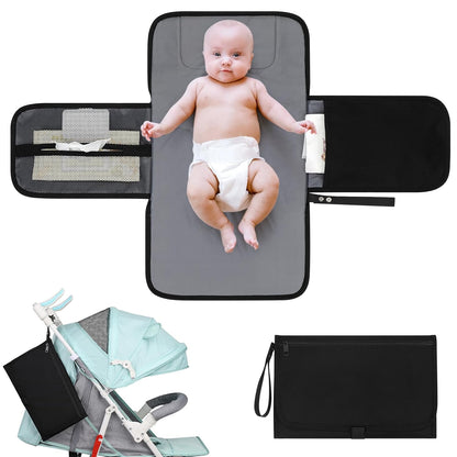 Portable Diaper Changing Pad, Waterproof Travel Baby Changing Mat, Newborn Essentials Baby Shower Gifts, Grey