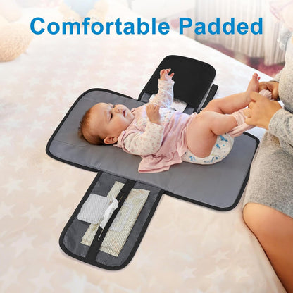 Portable Diaper Changing Pad, Waterproof Travel Baby Changing Mat, Newborn Essentials Baby Shower Gifts, Grey