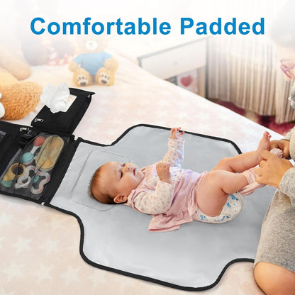 Portable Diaper Changing Pad, Waterproof Travel Baby Changing Mat, Newborn Essentials Baby Shower Gifts, Grey