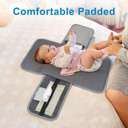 Portable Diaper Changing Pad, Waterproof Travel Baby Changing Mat, Newborn Essentials Baby Shower Gifts, Grey