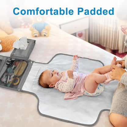 Portable Diaper Changing Pad, Waterproof Travel Baby Changing Mat, Newborn Essentials Baby Shower Gifts, Grey