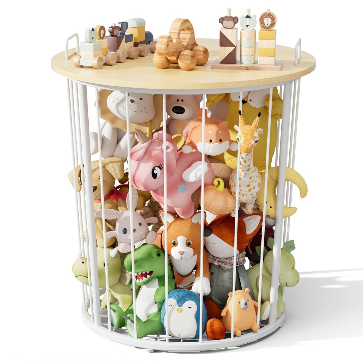 Large Stuffed Animal Storage End Table, Toy Storage for Kids Room