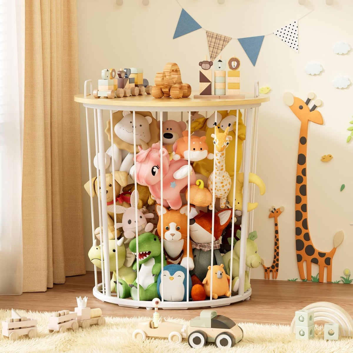 Large Stuffed Animal Storage End Table, Toy Storage for Kids Room