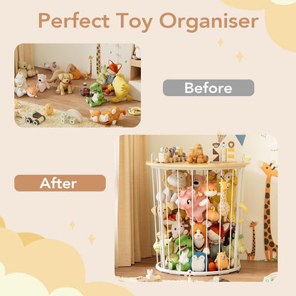Large Stuffed Animal Storage End Table, Toy Storage for Kids Room
