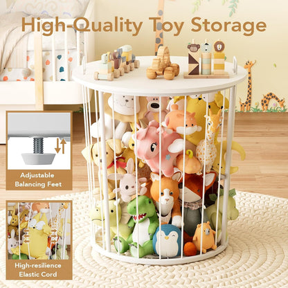 Large Stuffed Animal Storage End Table, Toy Storage for Kids Room