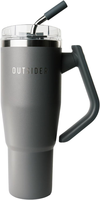 The Everyday 40 oz Stainless Steel Vacuum Insulated Tumbler with Straw, Lid & 180° Swivel Handle for Easy Carrying – Leak Proof Tumbler for Home, Office, Gym, & Outdoors (Olive Green)