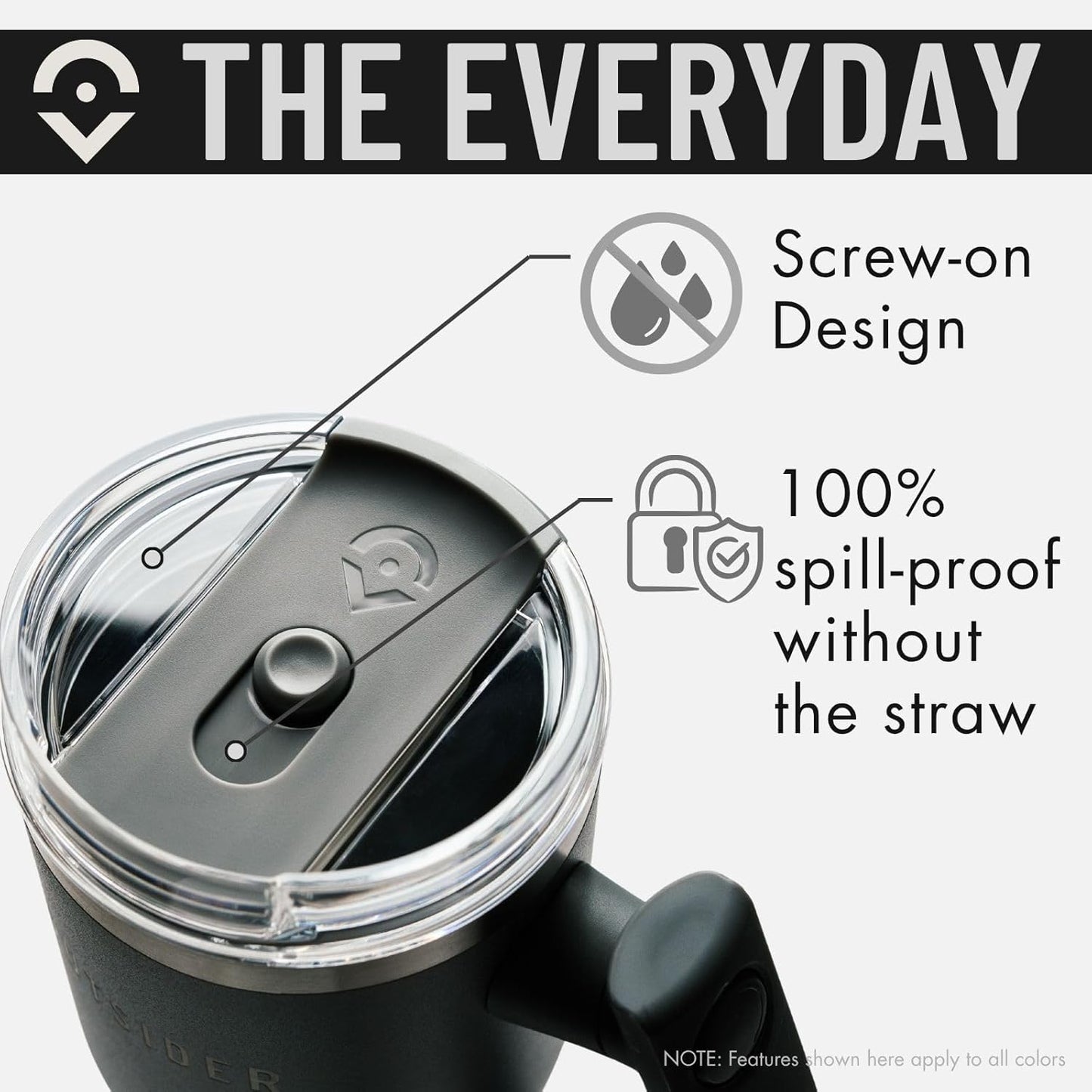 The Everyday 40 oz Stainless Steel Vacuum Insulated Tumbler with Straw, Lid & 180° Swivel Handle for Easy Carrying – Leak Proof Tumbler for Home, Office, Gym, & Outdoors (Olive Green)