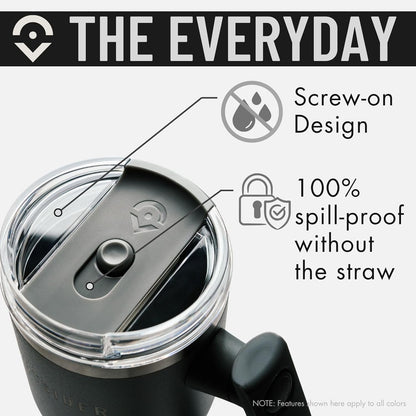 The Everyday 40 oz Stainless Steel Vacuum Insulated Tumbler with Straw, Lid & 180° Swivel Handle for Easy Carrying – Leak Proof Tumbler for Home, Office, Gym, & Outdoors (Olive Green)