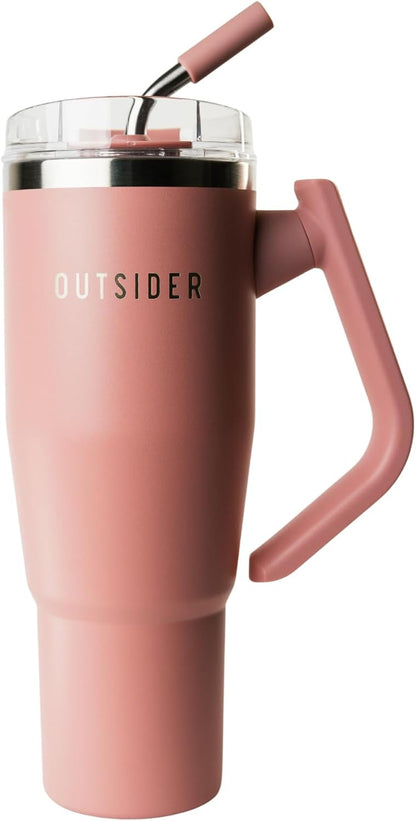 The Everyday 40 oz Stainless Steel Vacuum Insulated Tumbler with Straw, Lid & 180° Swivel Handle for Easy Carrying – Leak Proof Tumbler for Home, Office, Gym, & Outdoors (Olive Green)