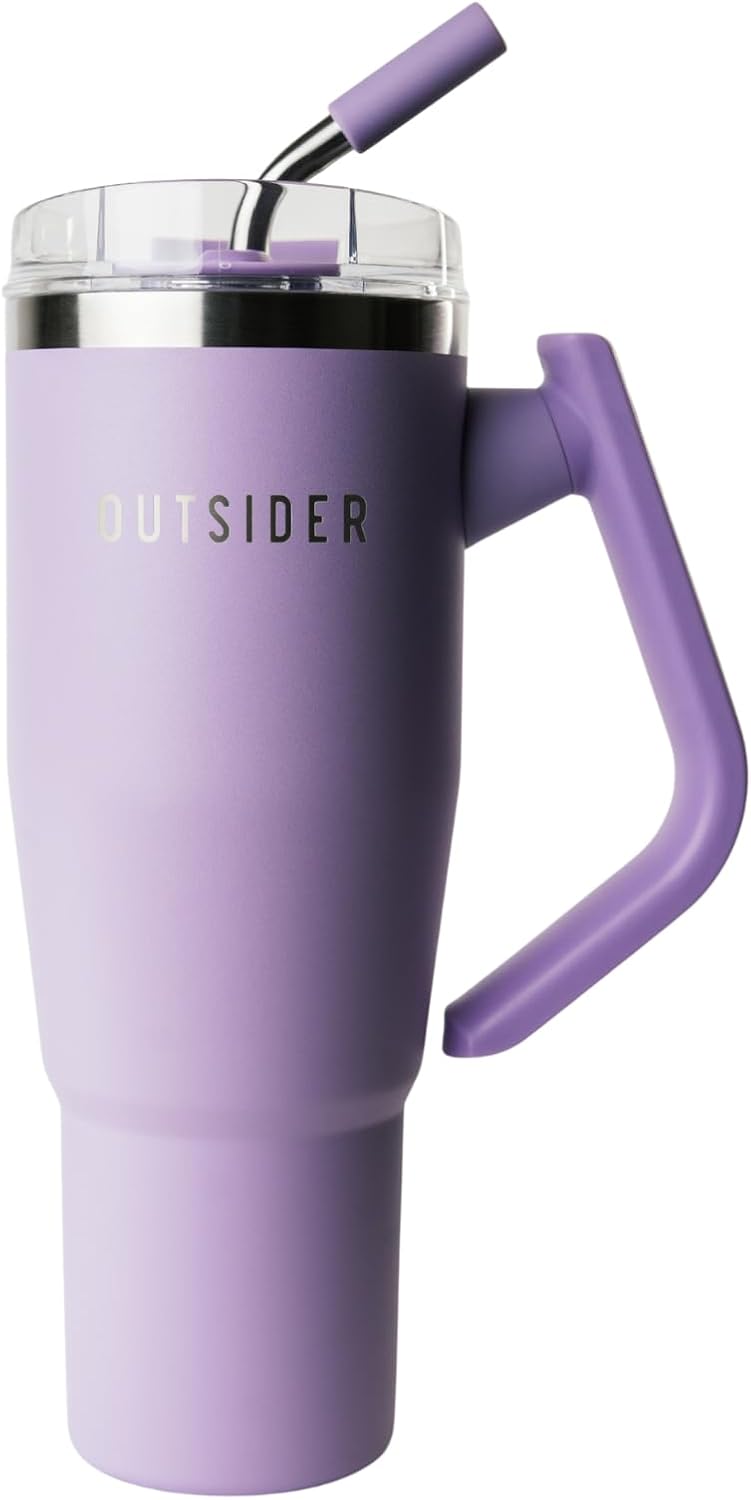 The Everyday 40 oz Stainless Steel Vacuum Insulated Tumbler with Straw, Lid & 180° Swivel Handle for Easy Carrying – Leak Proof Tumbler for Home, Office, Gym, & Outdoors (Olive Green)