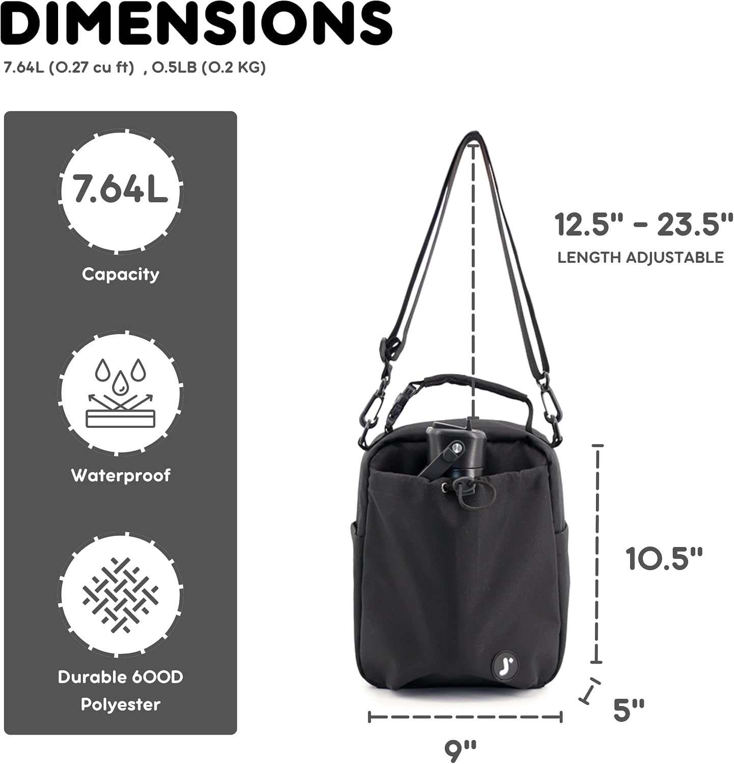 Cole Insulated Lunch Bag with Water Bottle Holder. 40oz Water Bottle Carrier Compatible w/ 40 oz Owala/Stanley Cups. Tall Thermal Crossbody Lunch Box with Strap, Olive Green