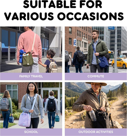 Cole Insulated Lunch Bag with Water Bottle Holder. 40oz Water Bottle Carrier Compatible w/ 40 oz Owala/Stanley Cups. Tall Thermal Crossbody Lunch Box with Strap, Olive Green
