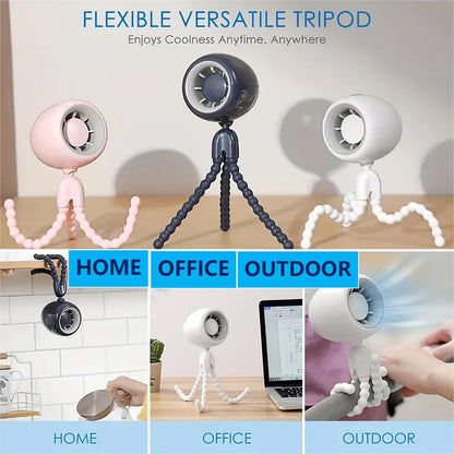 Flexible Clip-On Stroller Fan with USB Rechargeable Battery, 3 Speed Settings, 360° Rotation - Portable and Versatile Tripod Fan for Strollers, Car Seats, and Outdoor Use