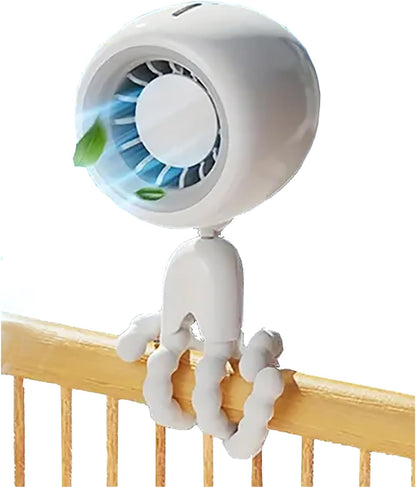 Flexible Clip-On Stroller Fan with USB Rechargeable Battery, 3 Speed Settings, 360° Rotation - Portable and Versatile Tripod Fan for Strollers, Car Seats, and Outdoor Use