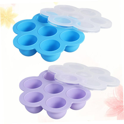Baby Food Storage Tray 2 Pack 200g Silicone 7-Cavity with Clip-On Lid