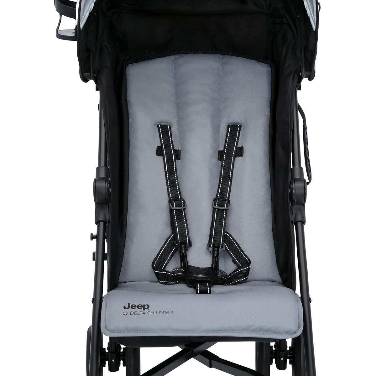 Jeep AdventureGlyde Stroller - Lightweight Travel Stroller with Smoothest Ride & Compact Fold, 3-Position Recline, Extra Large Storage Basket, Black/Grey