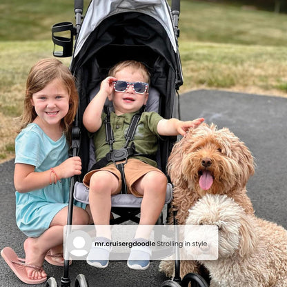 Jeep AdventureGlyde Stroller - Lightweight Travel Stroller with Smoothest Ride & Compact Fold, 3-Position Recline, Extra Large Storage Basket, Black/Grey