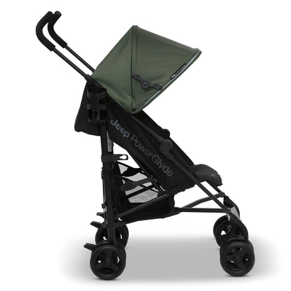 Jeep AdventureGlyde Stroller - Lightweight Travel Stroller with Smoothest Ride & Compact Fold, 3-Position Recline, Extra Large Storage Basket, Black/Grey