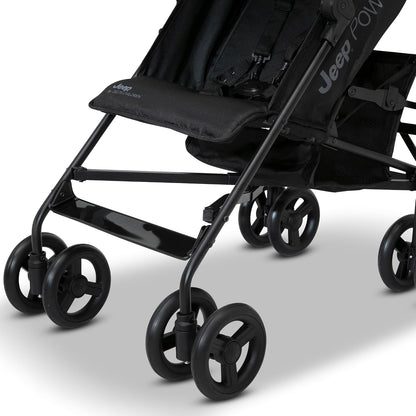 Jeep AdventureGlyde Stroller - Lightweight Travel Stroller with Smoothest Ride & Compact Fold, 3-Position Recline, Extra Large Storage Basket, Black/Grey