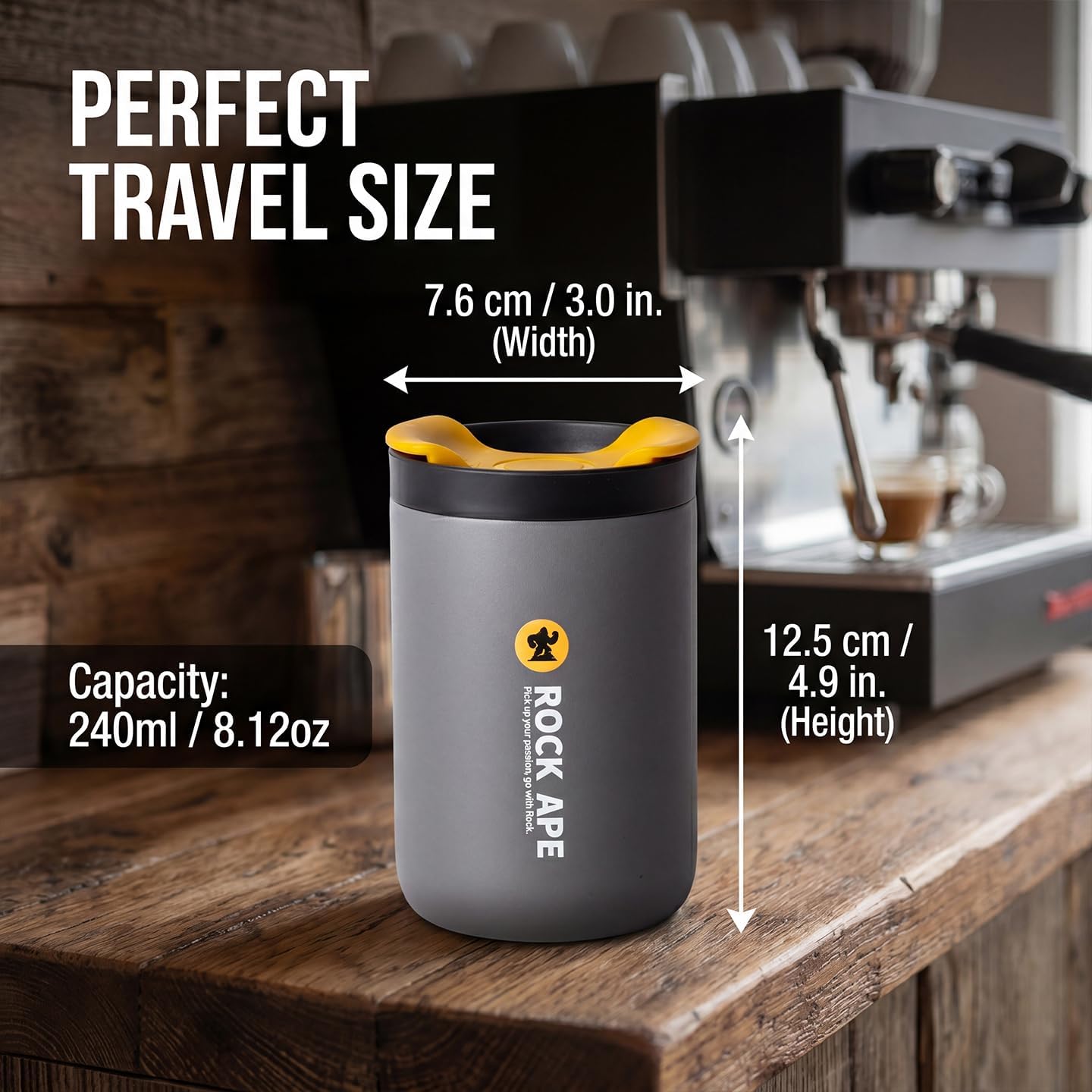 16 oz Travel Coffee Mug, 316 Stainless Steel Vacuum Insulated Tumbler with Leakproof One-Hand Lid, Fits Most Car Cup Holders, Reusable Commuter Cup for Hot and Cold Drinks, Gray