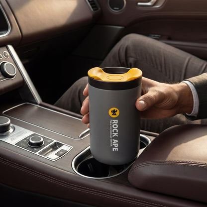 16 oz Travel Coffee Mug, 316 Stainless Steel Vacuum Insulated Tumbler with Leakproof One-Hand Lid, Fits Most Car Cup Holders, Reusable Commuter Cup for Hot and Cold Drinks, Gray