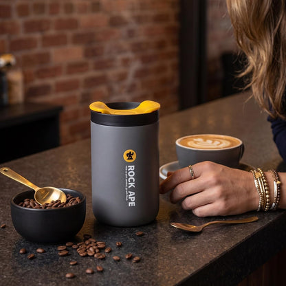 16 oz Travel Coffee Mug, 316 Stainless Steel Vacuum Insulated Tumbler with Leakproof One-Hand Lid, Fits Most Car Cup Holders, Reusable Commuter Cup for Hot and Cold Drinks, Gray