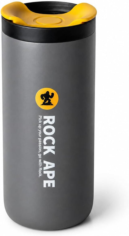 16 oz Travel Coffee Mug, 316 Stainless Steel Vacuum Insulated Tumbler with Leakproof One-Hand Lid, Fits Most Car Cup Holders, Reusable Commuter Cup for Hot and Cold Drinks, Gray