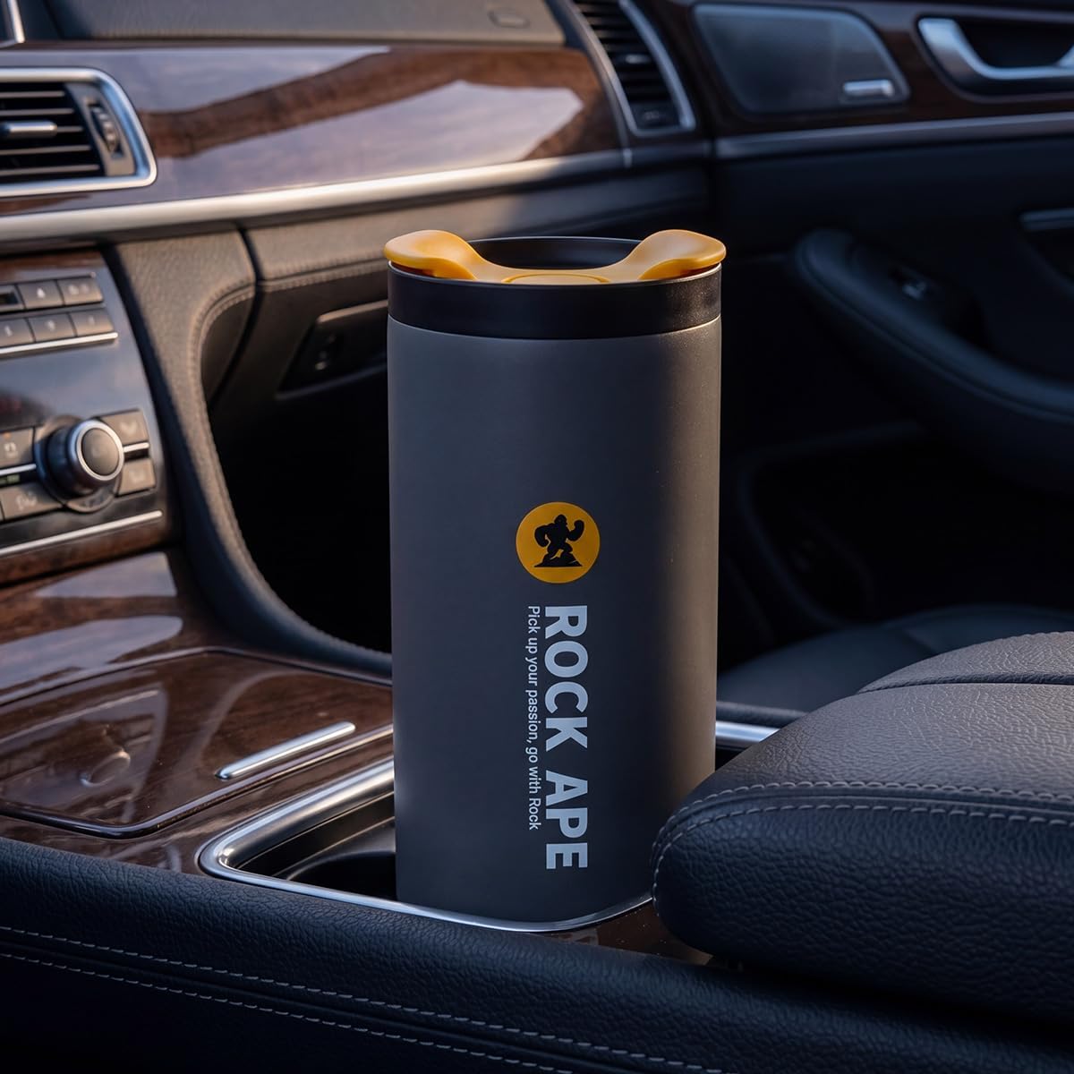 16 oz Travel Coffee Mug, 316 Stainless Steel Vacuum Insulated Tumbler with Leakproof One-Hand Lid, Fits Most Car Cup Holders, Reusable Commuter Cup for Hot and Cold Drinks, Gray