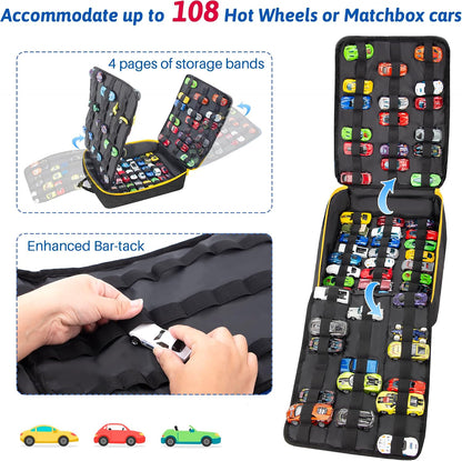Toy Car Storage Backpack, Diecast Organizer 108 Slots (Red)