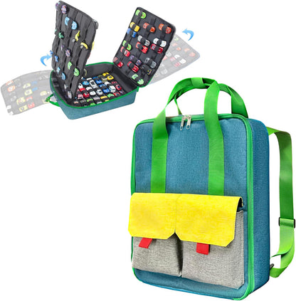 Toy Car Storage Backpack, Diecast Organizer 108 Slots (Red)