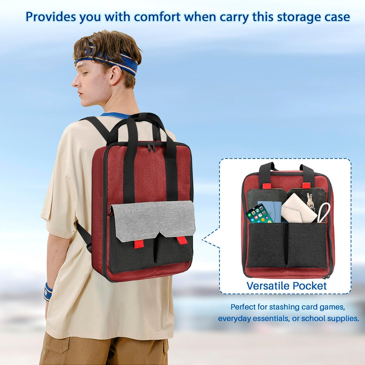 Toy Car Storage Backpack, Diecast Organizer 108 Slots (Red)