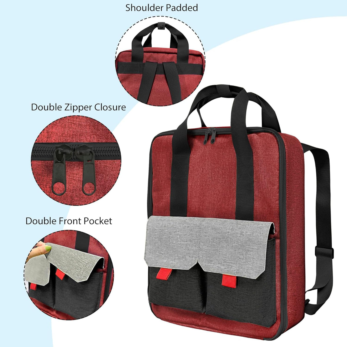Toy Car Storage Backpack, Diecast Organizer 108 Slots (Red)
