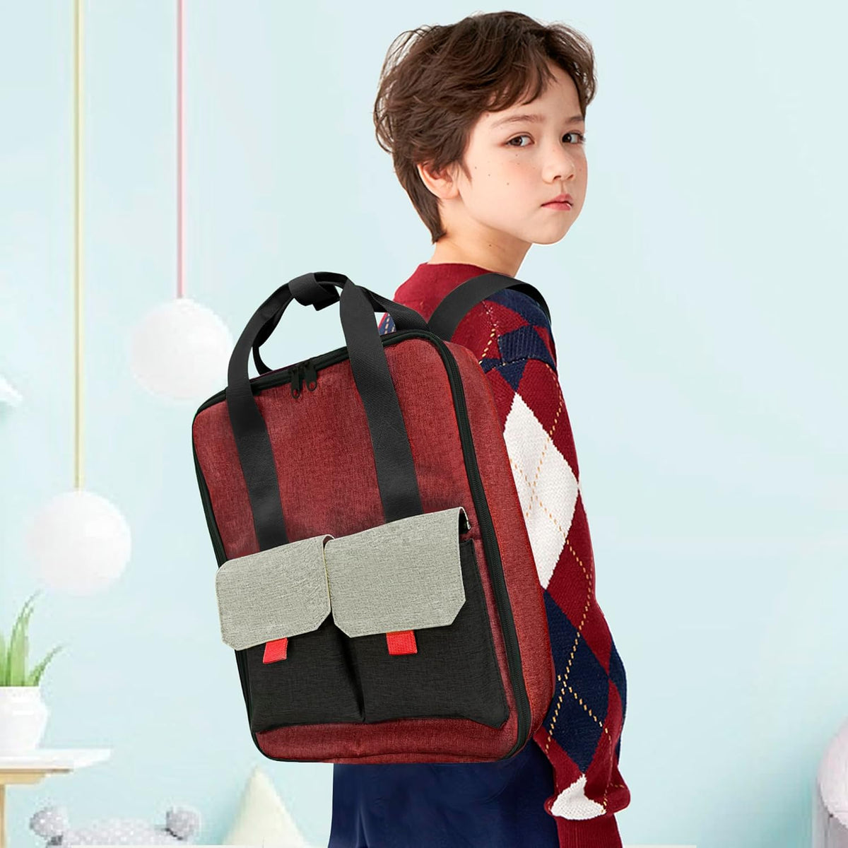 Toy Car Storage Backpack, Diecast Organizer 108 Slots (Red)