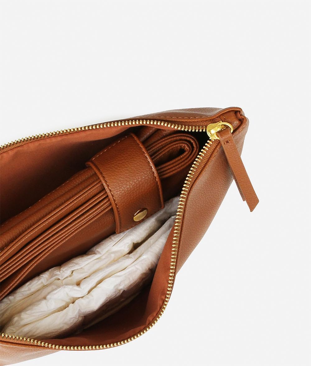 The Changing Clutch, Diaper Clutch with Diaper Changing Mat, Zippered Premium Matte Faux Leather Compact Diaper Bag with Wipeable Changing Pad, 12x7.5 inches