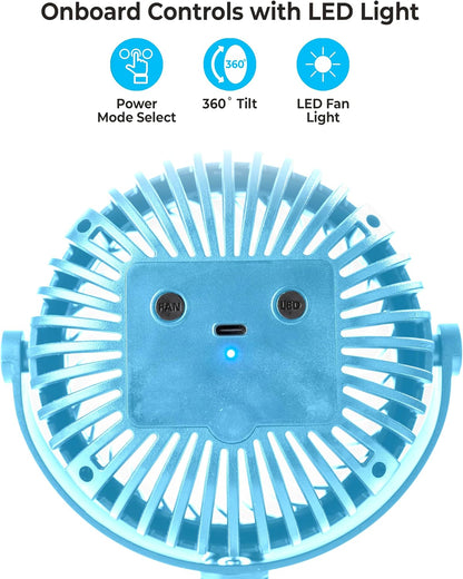 Portable Stroller Fan, Light Blue