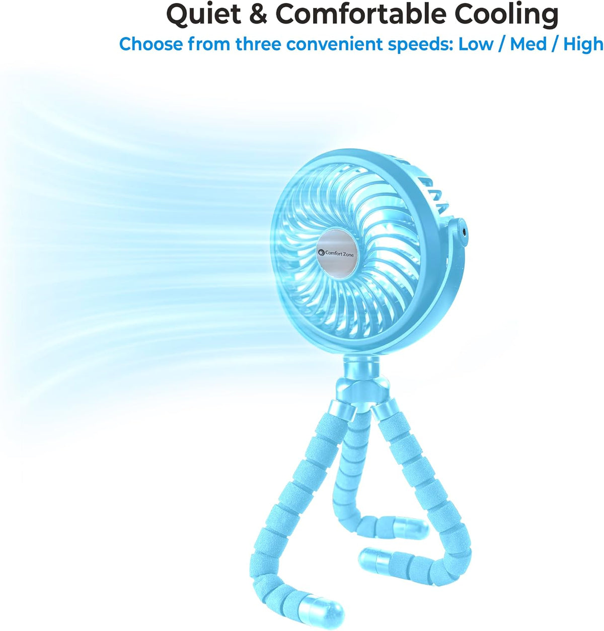 Portable Stroller Fan, Light Blue