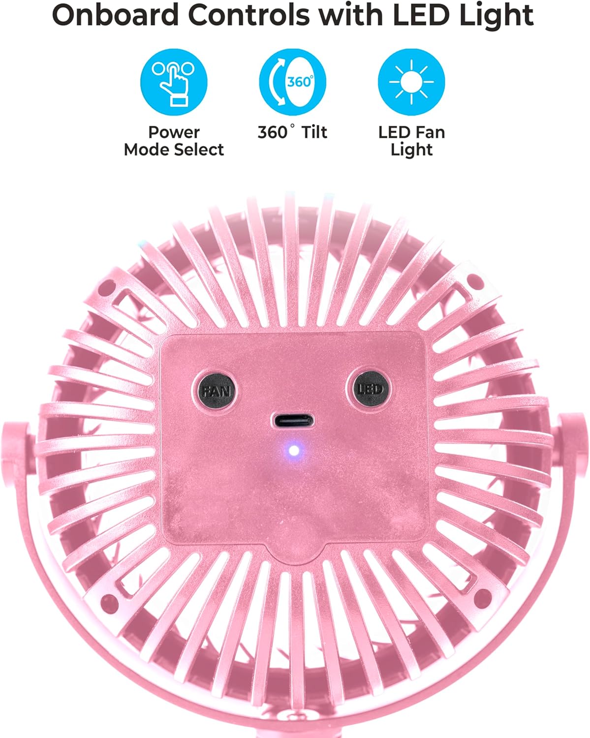 Portable Stroller Fan, Light Blue