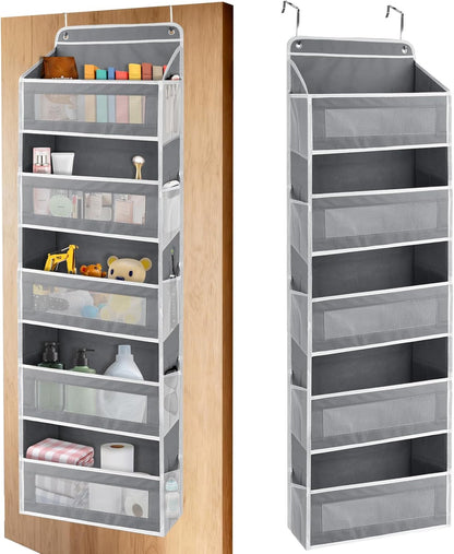 Over-the-Door Organizer, 5 Large Pockets and Mesh Pouches, Gray
