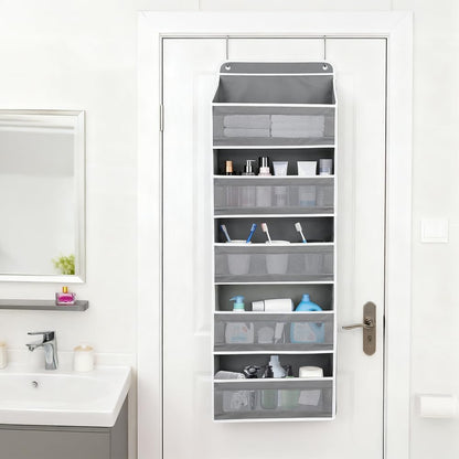 Over-the-Door Organizer, 5 Large Pockets and Mesh Pouches, Gray