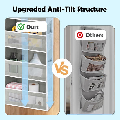 Over-the-Door Organizer, 5 Large Pockets and Mesh Pouches, Gray