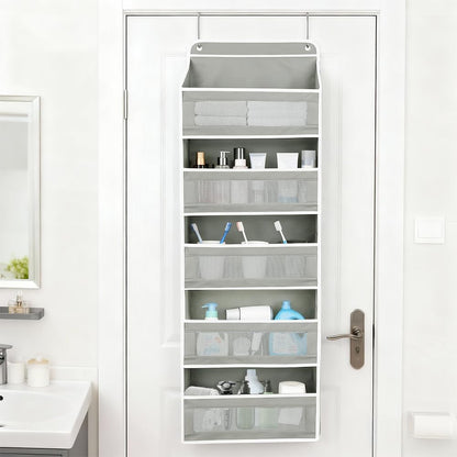 Over-the-Door Organizer, 5 Large Pockets and Mesh Pouches, Gray